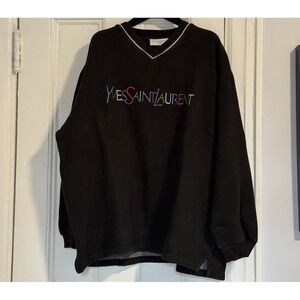 Vintage YSL Sweatshirt Men's Medium Pullover Black